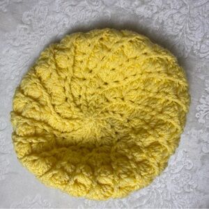Handmade Yellow Crochet Beret